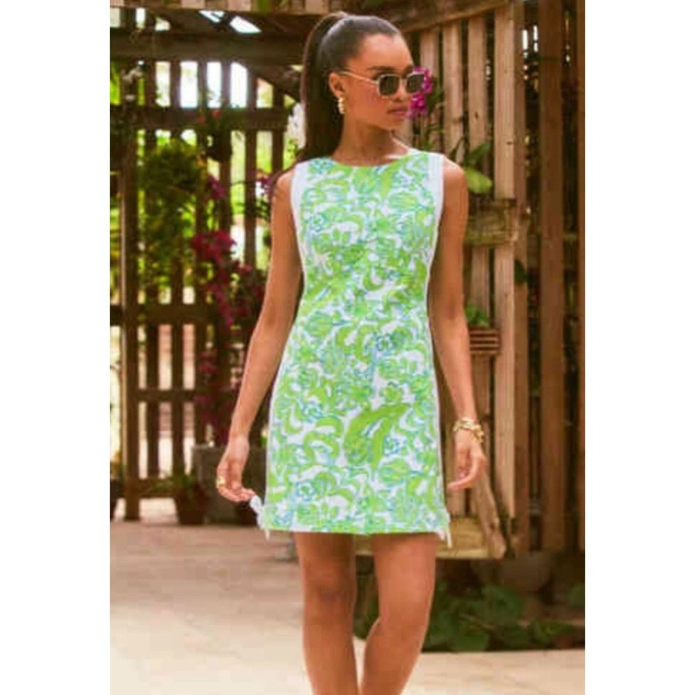 NWT Lilly Pulitzer Beckler Shift Dress Size 8 Resort White Daffodil Hill Green